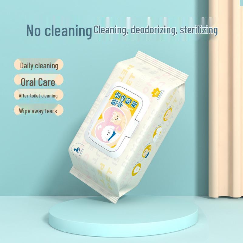 80-Count Deodorizing Pet Wet Wipes for Cats & Dogs - Tear Stain & Body Cleaning, No Rinse Needed