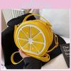 Cute Fruit Lemon Round Shoulder Bag With Color Block Design For Casual Outings