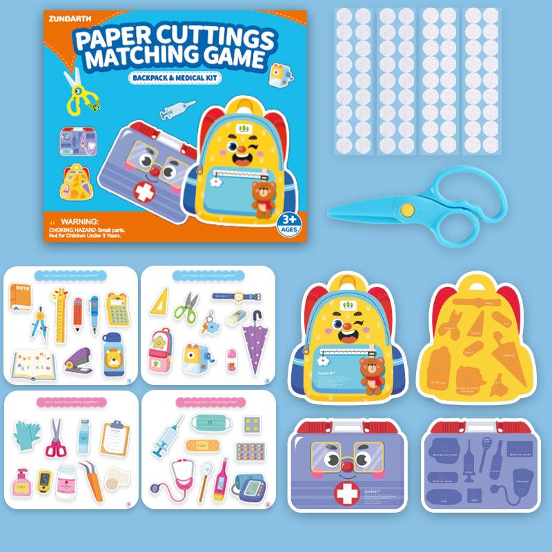 Kids Early Education Diy Quiet Book Paper Cutting Matching Puzzle Toy
