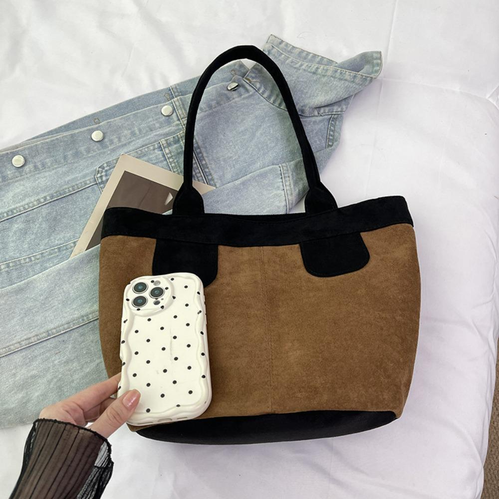 Women's Vintage Shoulder Bag Large Capacity T Elegant Suede Hobo Bag Autumn Winter Crossbody Purse Work Bags