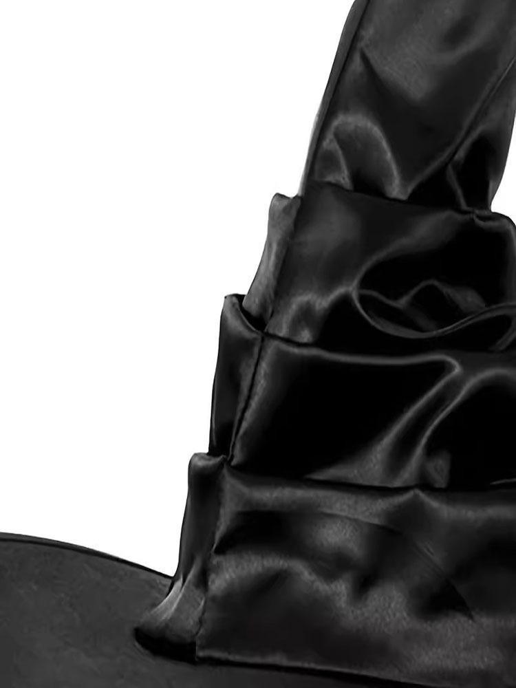 Black Pleated Witch Hat Costume Prop - One Size for Halloween Parties