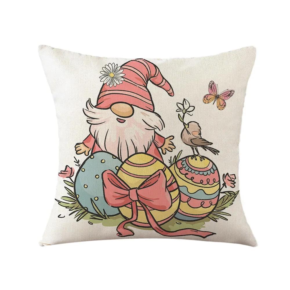 Easter Decor Pillowcases 45x45cm Linen Pillow Cover Easter Decorations Favors Pillows Cushion Cover Easter Bunny Eggs Pillowcase