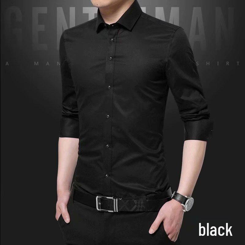 Men's Slim Fit Non-Iron Long Sleeve White Dress Shirt