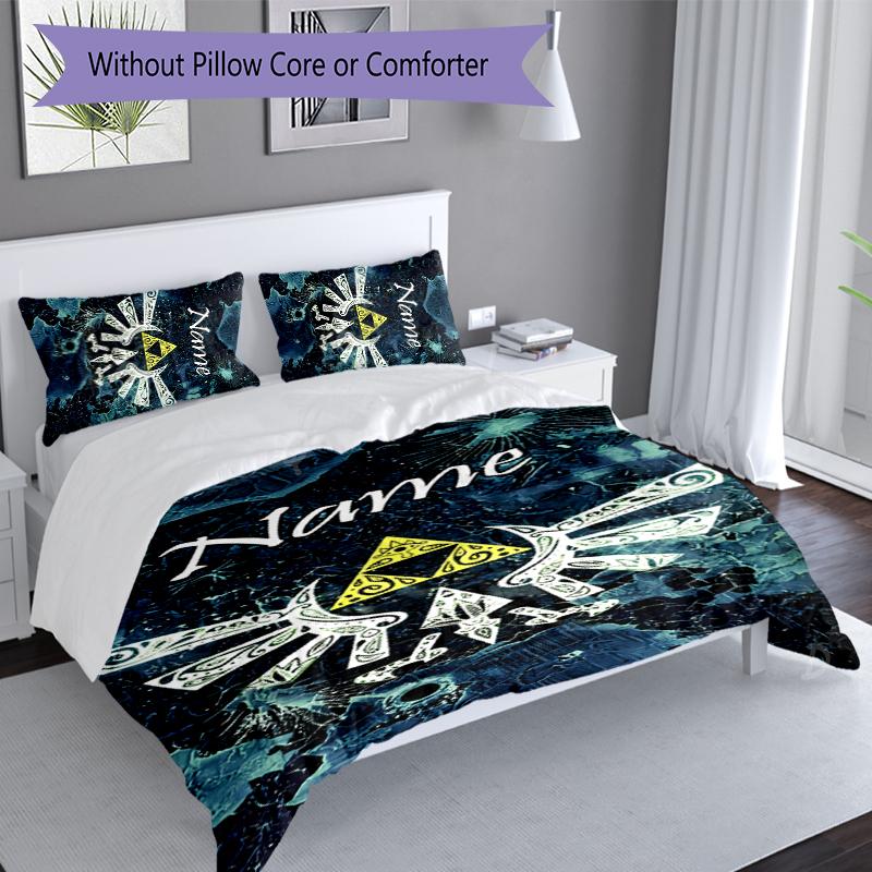 3pcs Custom Name The Legend of Zelda Breath of the Wild Bedding Set,Includes 1 Duvet Cover and 2 Pillowcases,All-season Bedroom Decor