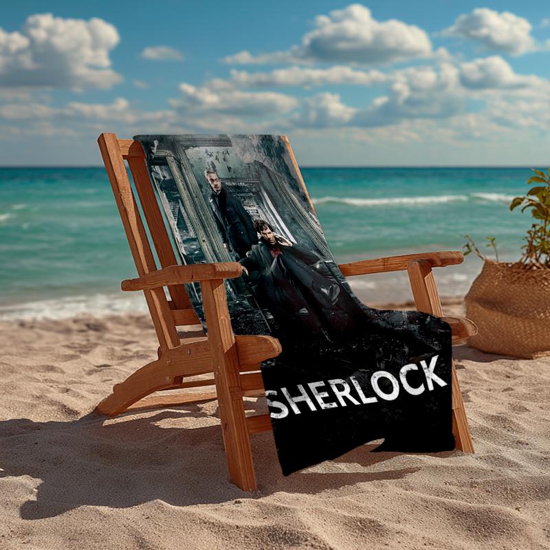 Ultra-Soft Beach Towel with Sherlock Holmes Theme,Ideal for Pool - Camping, Diving - Perfect Travel Essential, Vibrant Beach Towel.
