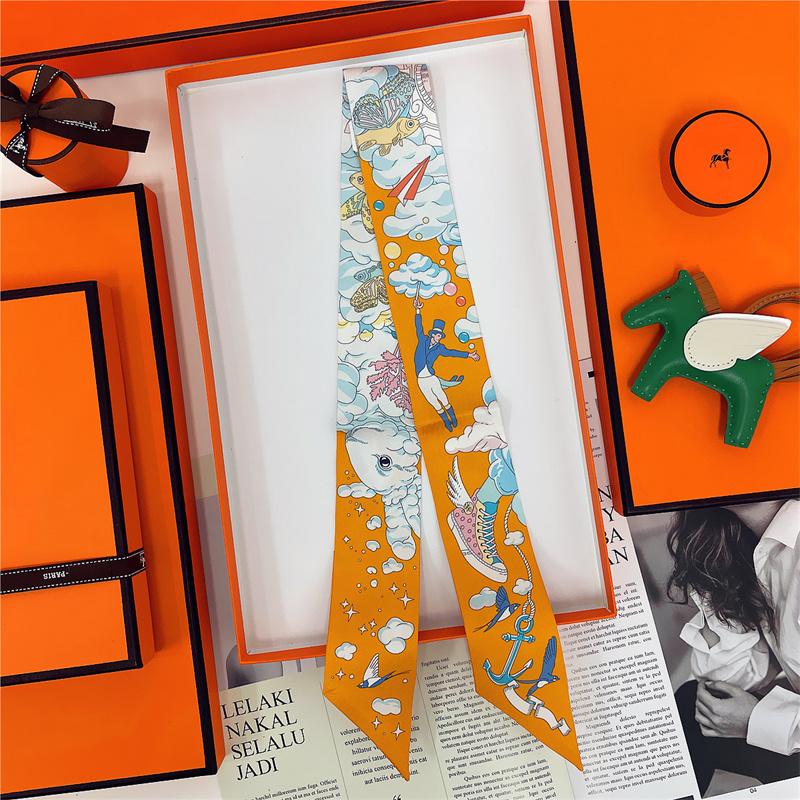 

Brand Design Twill 100% Mulberry Silk Scarf for Women Luxury Fashion Scarf Lady Foulard Skinny Bag Scarves Neckerchief 5X85 CM