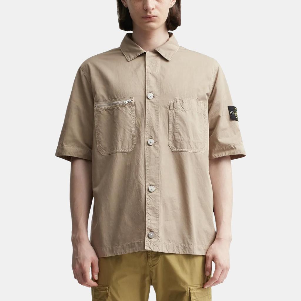STONE ISLAND SS23 Solid Color Cupro Short Sleeve Shirt Men Shirts Dove-Gray 781511429-V0092