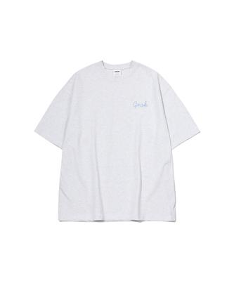 GNOK Chain Embroidery Short Sleeve T-Shirt_White Melange
