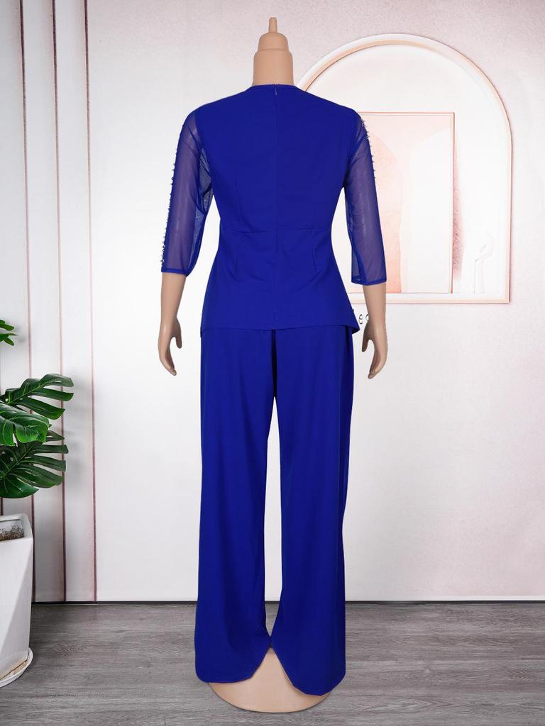 Afrykański Zestaw Top z Długim Rękawem i Spodnie Muzułmańskie Plus Size dla Kobiet