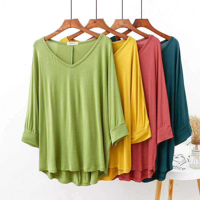

Plus Size Women s Loose V-Neck Batwing Sleeve Shirt for Spring/Summer Large