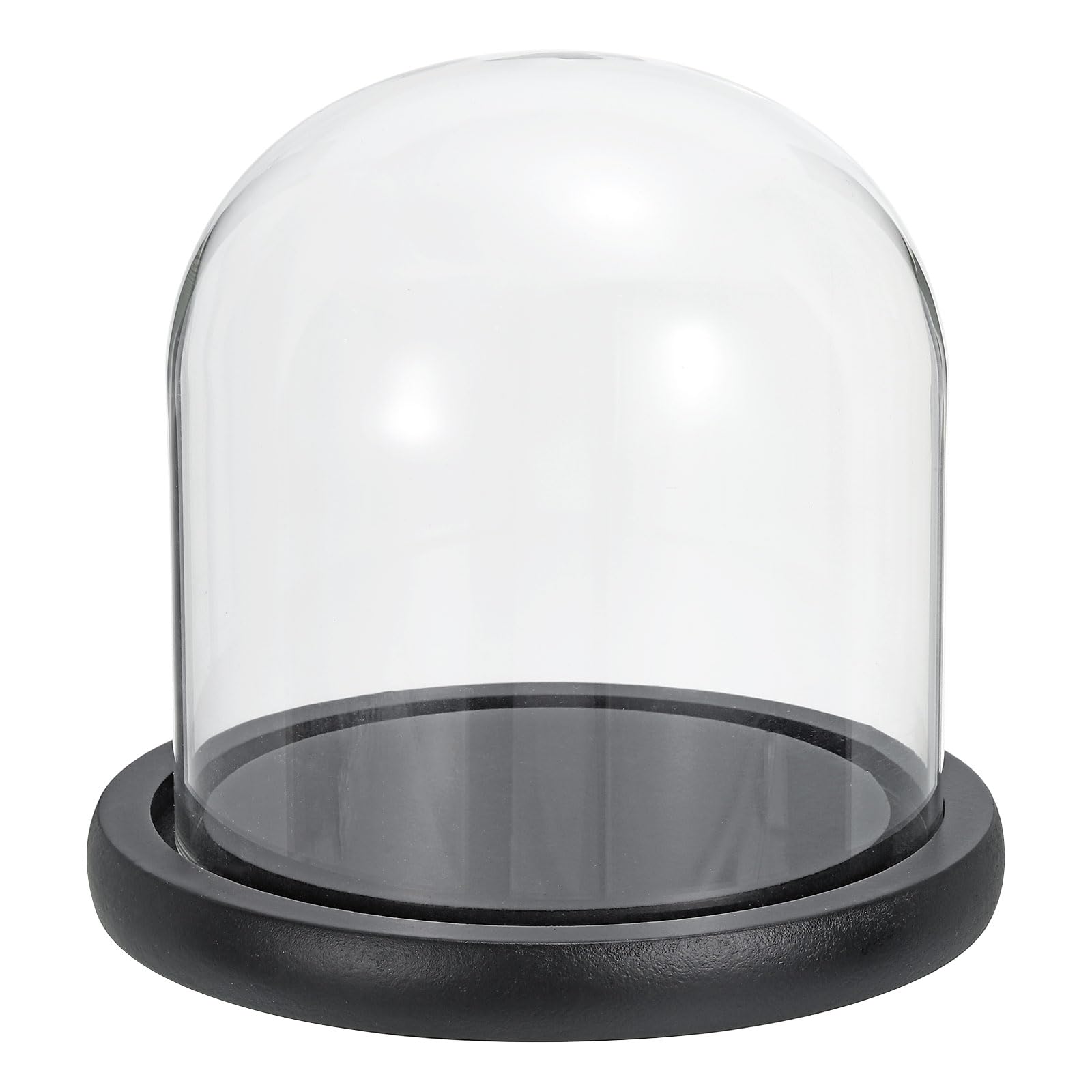 

PATIKIL 12.5 x 12 cm Clear Cloche Glass Dome, Glass Bell Jar Display Case, Tabletop Centerpiece with Black Wooden Base for Christmas Home Decor