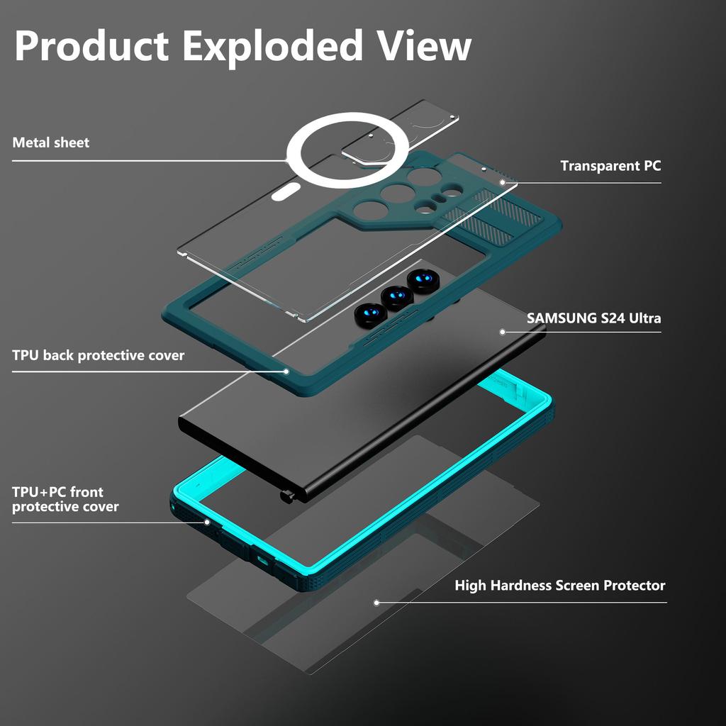 Nuova custodia impermeabile IP68 Real Military per Samsung S25 S24Ultra Plus Nuoto Immersione Subacquea Esterna Copertura Protettiva Completamente Sigillata