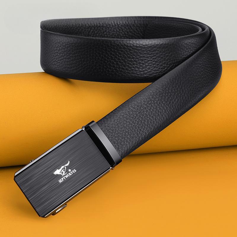 Belts for Men's Business Automatic Buckle Belt Head Layer Cowhide Belt Gift Belt