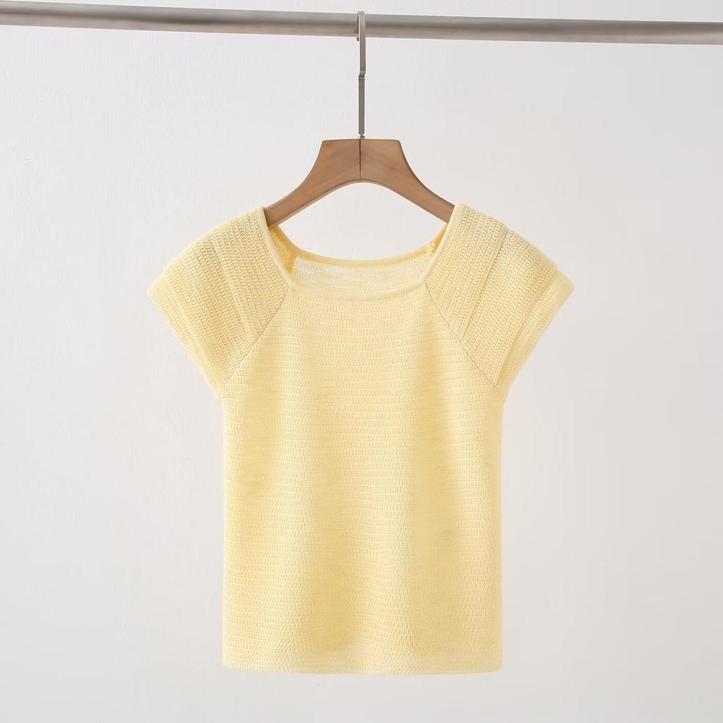 2026 Summer Women's Fashion Versatile Elegant Round Neck Knit Sweater Solid Color Casual Top