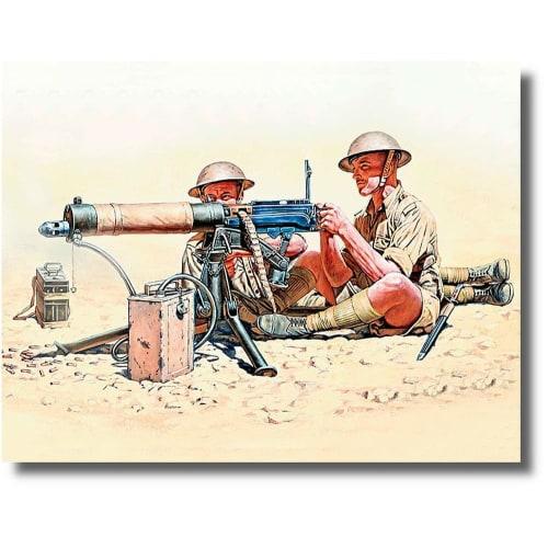 

Master Box 1/35 Scale British Vickers Machine Gun Team North Africa, 5 British and German Soldiers, Plastic Model Kit, MB35097