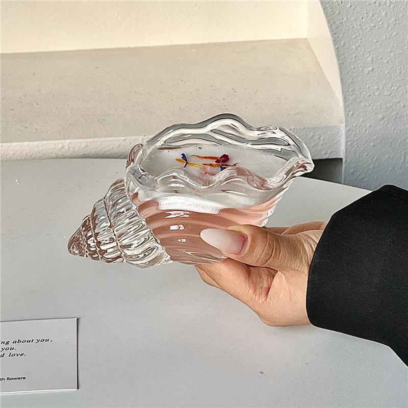 Ins Conch Cocktail Glass Creative Glassware For Juice And Drinks Unique Design Statement Cup With Coastal Aesthetic 1PCS