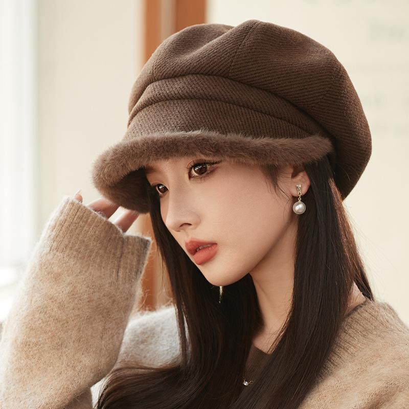 

Плюшевый Теплый Плюшевый Берет Женский Новый Осенне-Зимний Восьмиугольный Берет Утолщенная Модная Женская Шляпа Шляпа Ведро Adjustable [head circumference 55-58CM] темно-коричневого