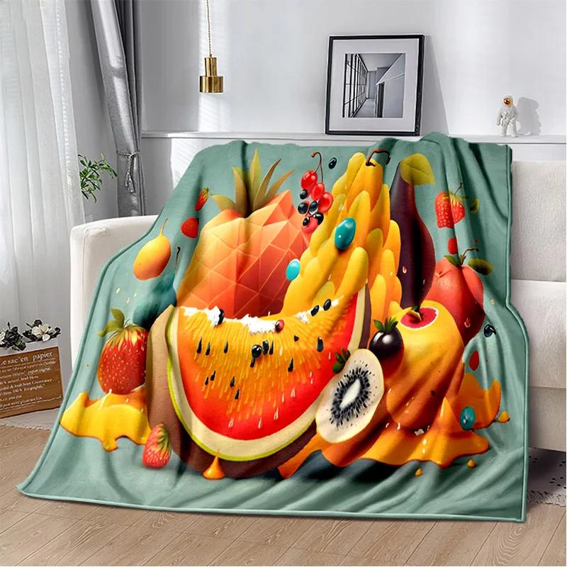 3D Printing Cute Fruit Cartoon Blanket,Soft Throw Blanket for Home Bedroom Bed Sofa Picnic Travel Office Rest Cover Blanket Kids