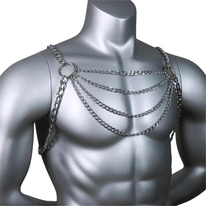 

New Mens Metal Body Chest Chain Festival Accessories Party Club Hollow Out Necklace Fashion Luxury Party Jewelry Decoration
