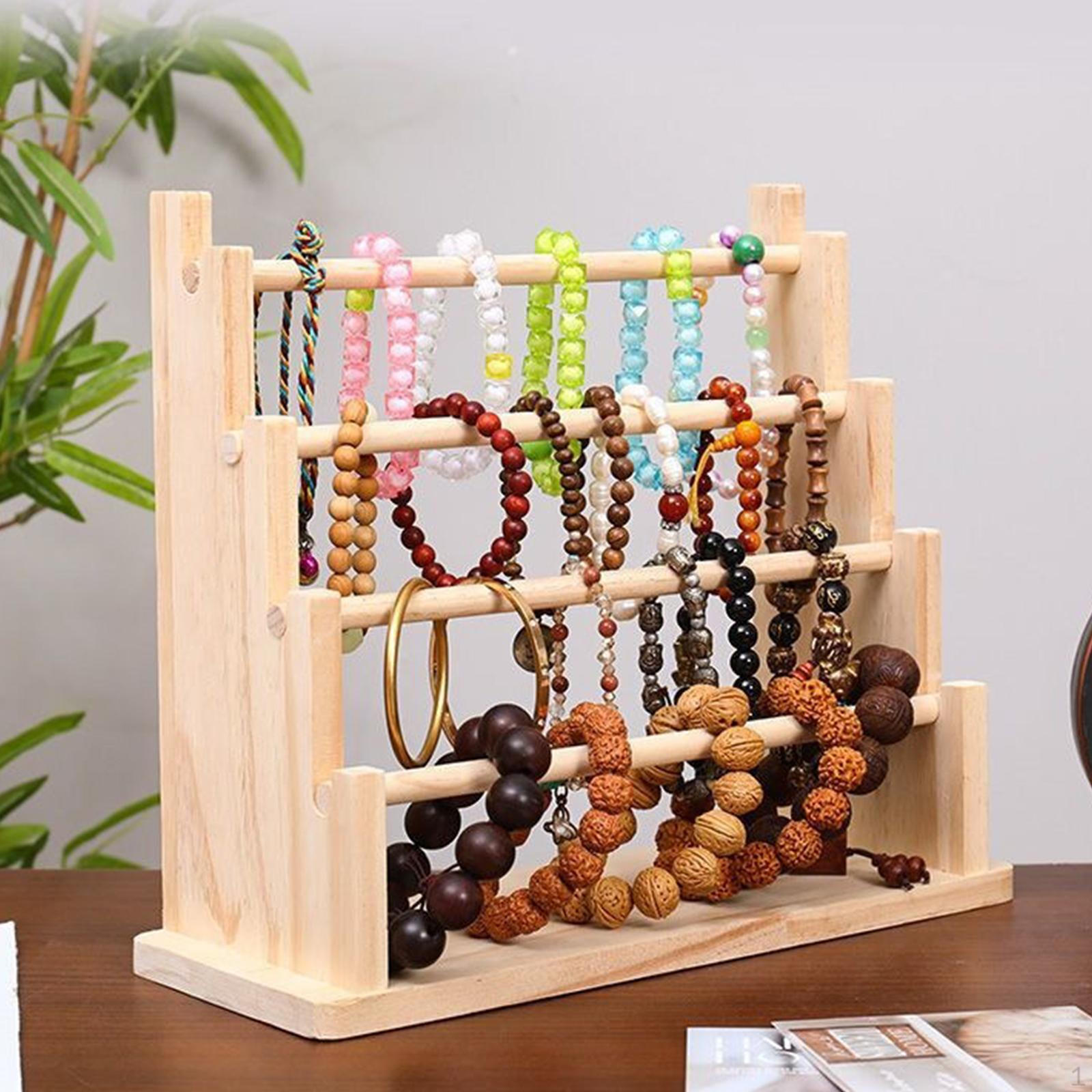 

Держатель для браслетов, органайзер для браслетов, многоцелевой деревянный декор, подставка для хранения часов, домашний стенд 4 Tier