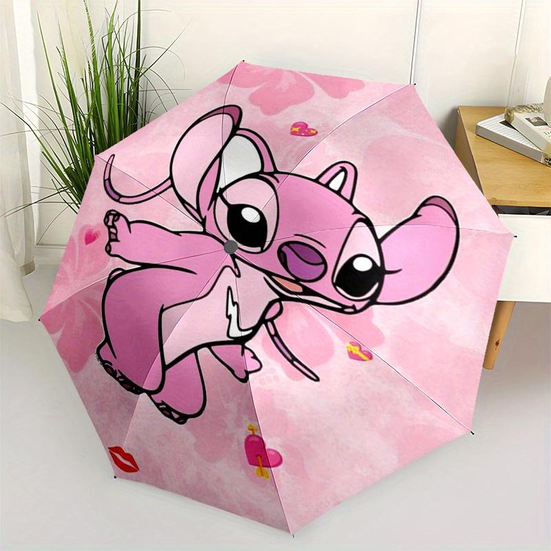 

1pc Stitch,Pink Automatic Folding Umbrella: Compact 8 Bone Design Cartoon Outdoor Travel Companion, Business Umbrella, Christmas Valentine s