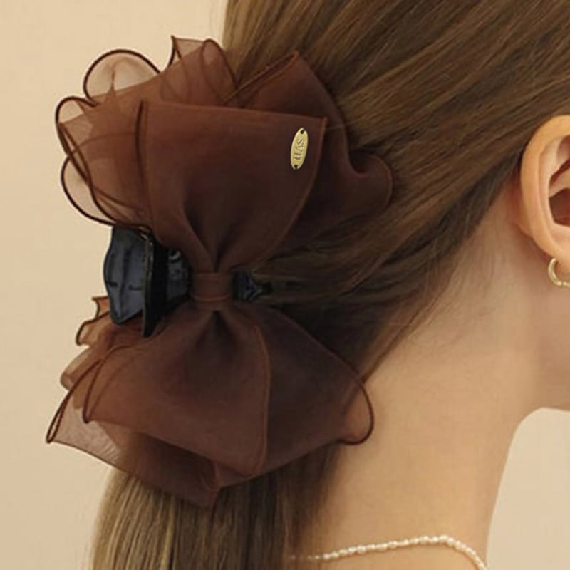 

HAS LV025 Double ribbon hair clip Black