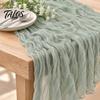 Eleganter Tischläufer für Geburtstage Mullläufer, Rustikal Boho 35 x 118 Zoll Besondere Anlässe Einfarbige Knitteroptik Hochzeitsparty Braut