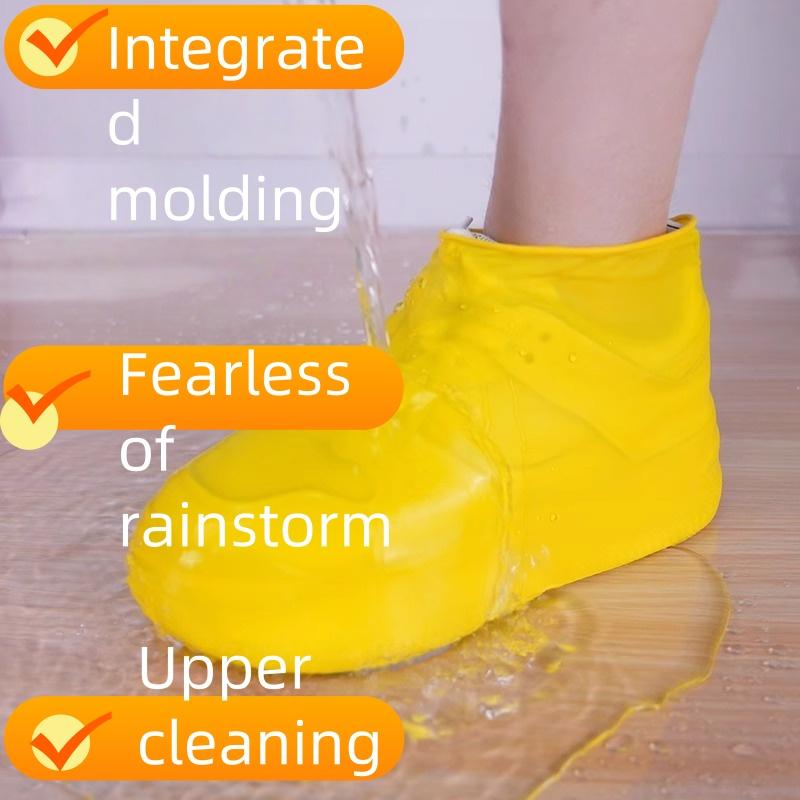 1 Pair Latex Water Proof Shoe Covers Lip-resistant Rubber Rain Boot Rain Gear Overshoes Black Accessories for Outdoor Rainy Day
