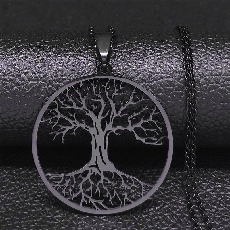 New Model Hollowed-out Life Tree Stainless Steel Women's Versatile Necklace with Titanium Steel Pendant Accessory