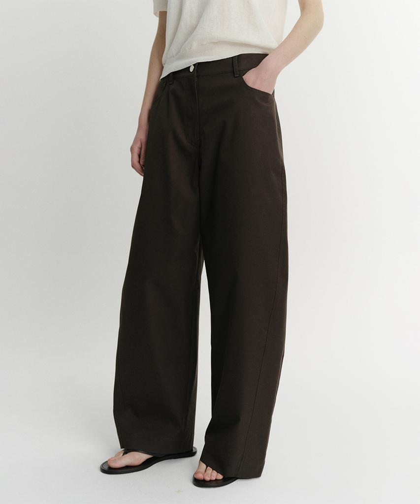 Ia Liv Barrel Cotton Pants (Deep Brown)