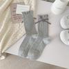 Female Spring and Autumn Sweet Ribbon Bow Button Lace Ballet Wind Drum Pile Socks