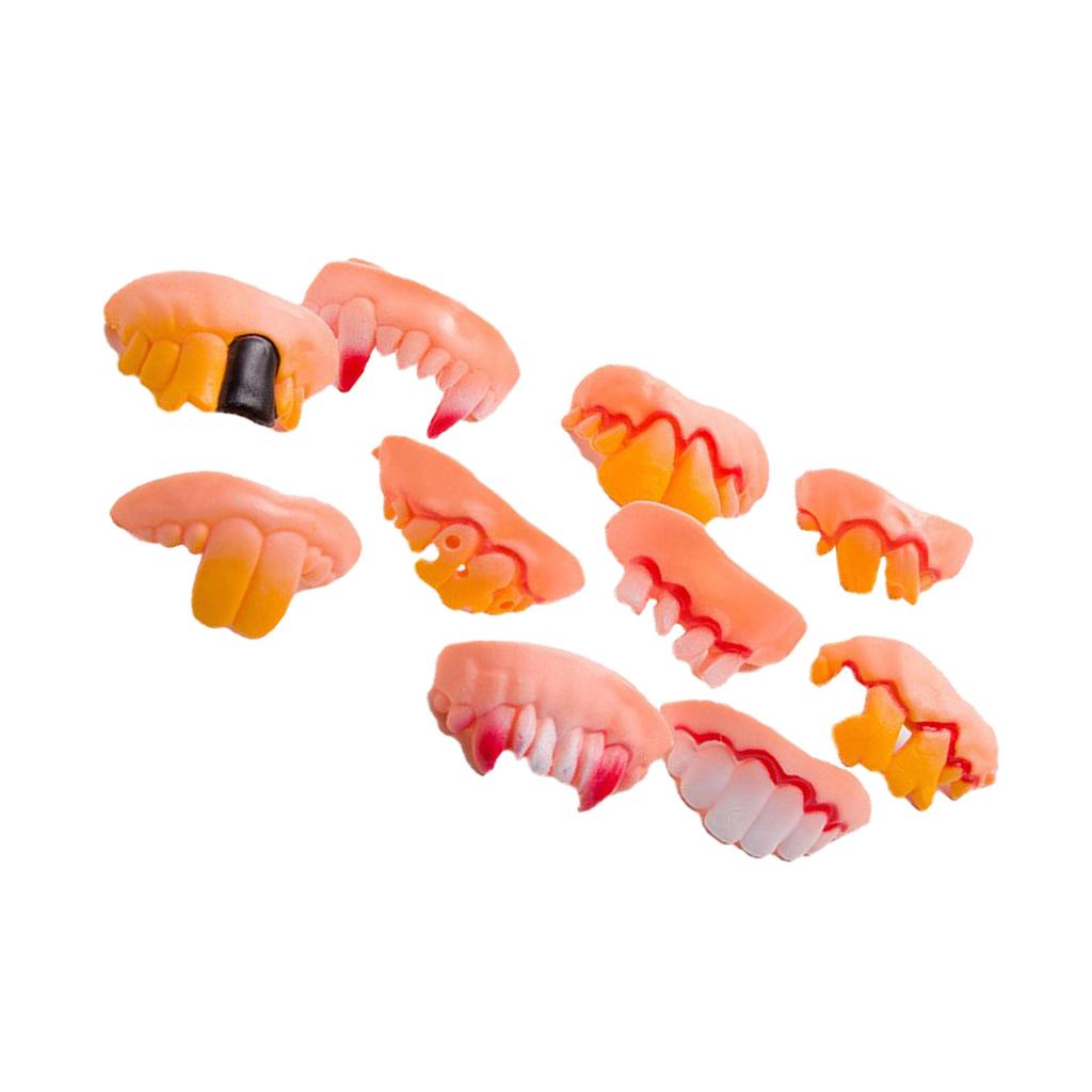 10PCS Dentures Toy Funny Realistic Plastic Teeth Decoration Props for Cosplay Costume Party Shows