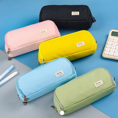 Trousse à crayons grande capacité 3 compartiments Pochette Sac de rangement pour stylos Ouverture double face Organisateur de papeterie pour étudiants Fournitures scolaires