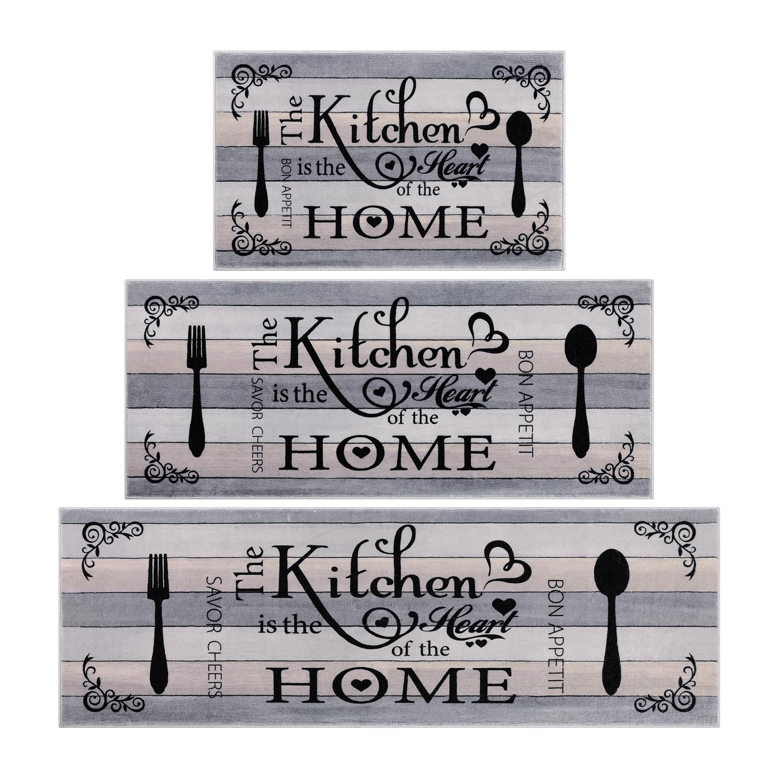 

3-Piece Kitchen Rug Set Machine Washable Kitchen Anti-Slip Suitable for Kitchen Rugs and Mats Ideal for Kitchen Use 50x80 50x120 50x160