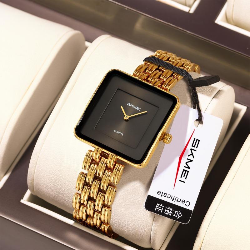 Ladies Quartz Watch Fashion Steel Belt Couple Watch Simple Gold Square Women's Quartz Watch Beauty Zone