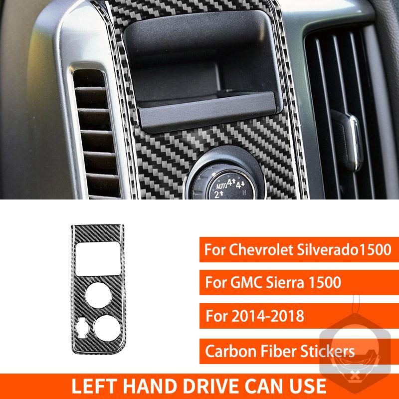 For Chevrolet Silverado For GMC Sierra 1500 2014-2018 Carbon Fiber Stickers Light Switch Button Lighting Control Car Accessories