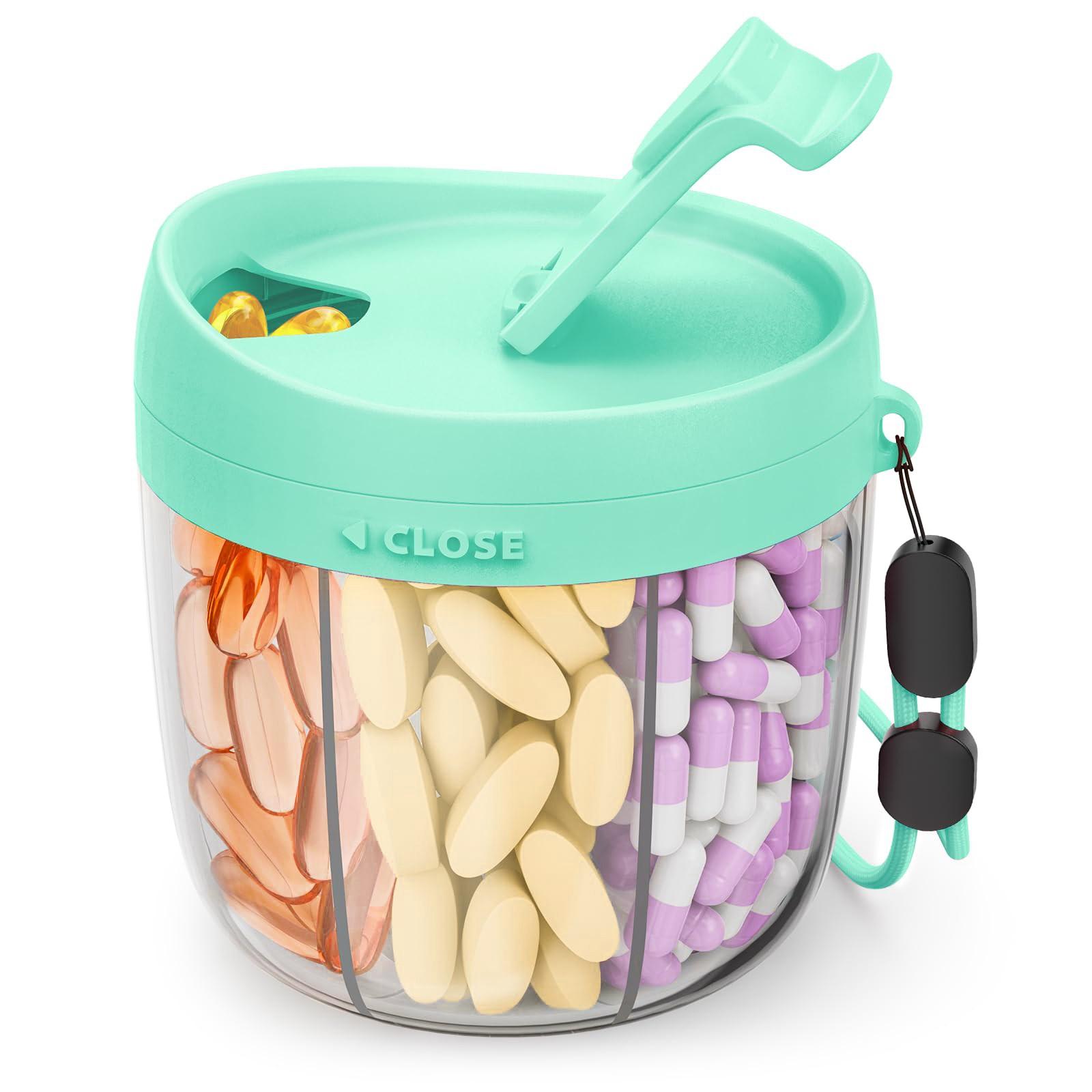 

Милый большой контейнер для хранения таблеток, органайзер, защита от смешивания, влагозащищенный, портативный, дорожная бутылка, органайзер с широким горлышком, прост в использовании One Size зелёный