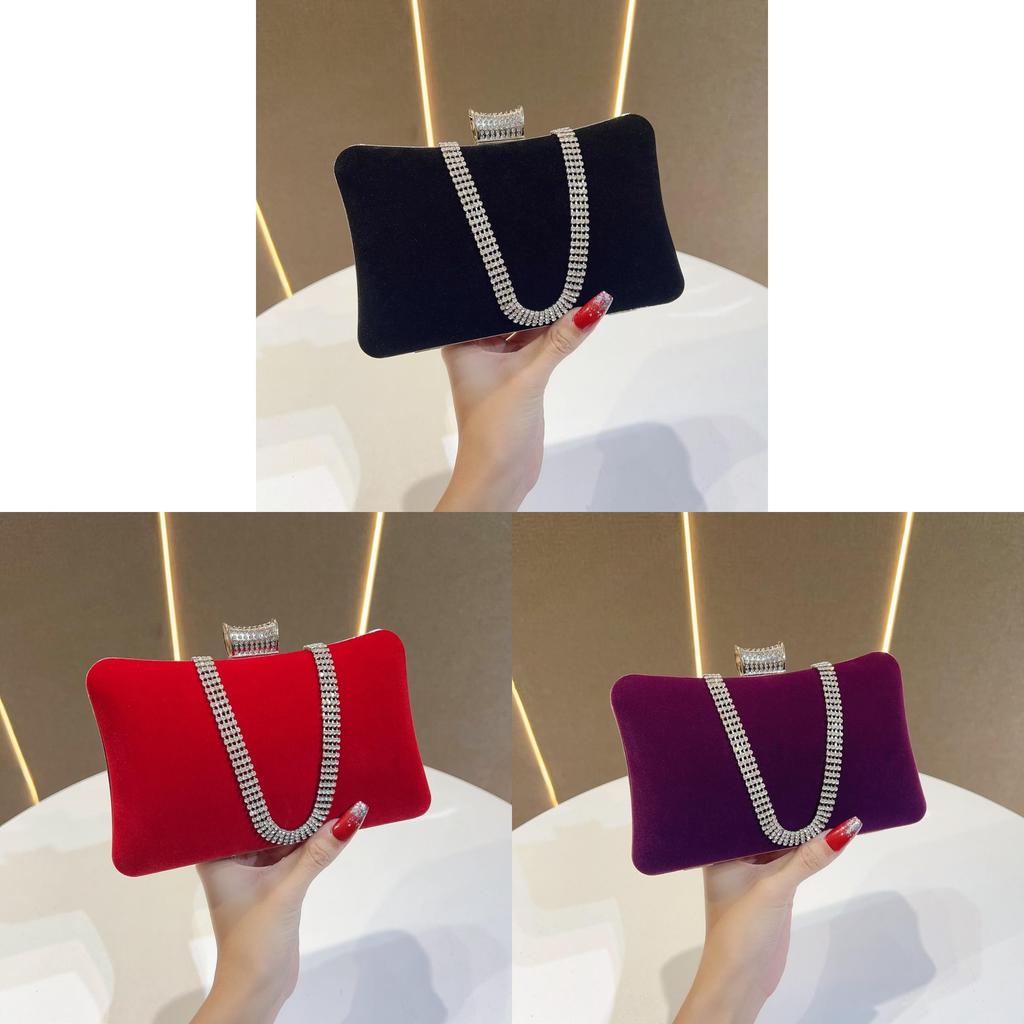 Samtige Abendclutch mit Diamantakzenten für formelle Anlässe