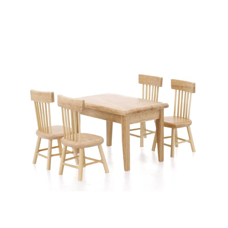 Miniature Model Mini Oak Dining Table Chairs Table Table Food Play Dollhouse Accessories Diy