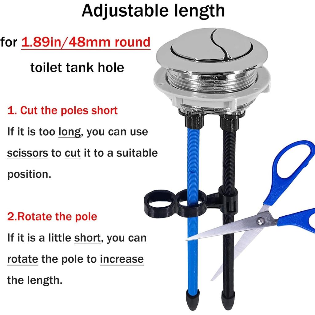 48mm Toilet Push Button,Toilet Tank Button Dual Push Flushing Button,Adjustable Toilet Water Tank Button for Glacier Bay Aquasource TOTO