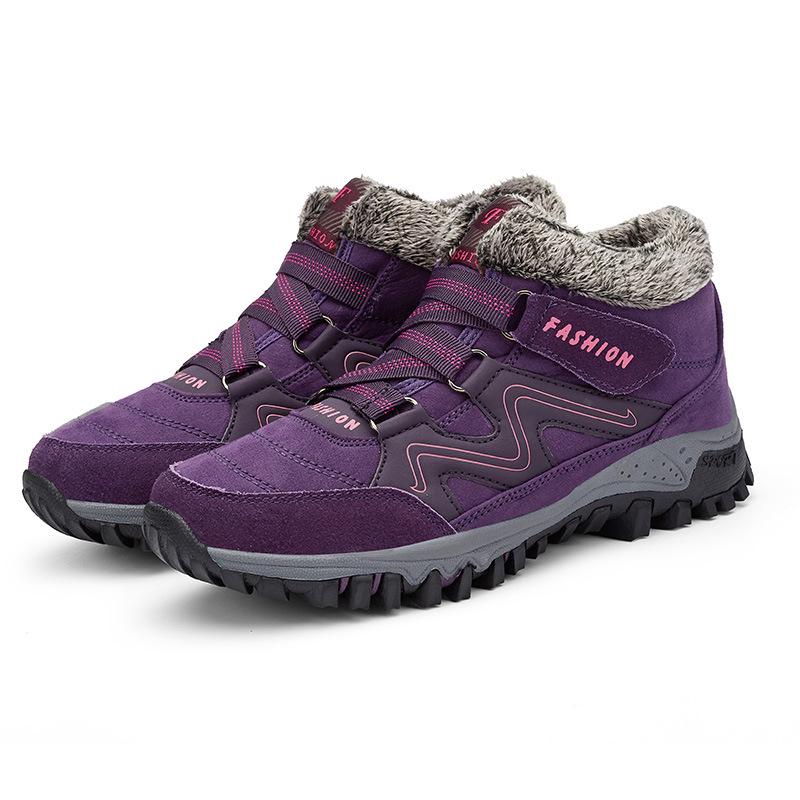 Women's Winter Snow Boots Velcro, Thick Sole, Warm Cotton, Plus Velvet