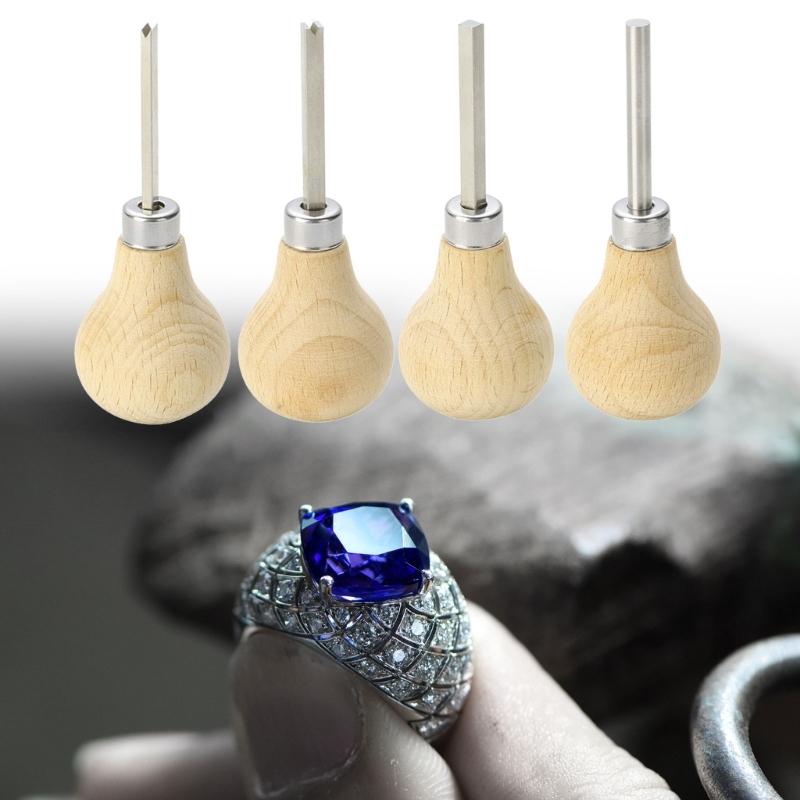 Eleganckie narzędzie do osadzania kamieni szlachetnych do tworzenia biżuterii i projektów rękodzielniczych Ergonomiczny puzer z drewnianym uchwytem