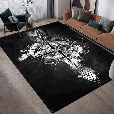 1pc Bow and Arrow Compass Print, Design Area Rug - Soft, Anti-Slip, and Durable Gaming Room Decor for Bedroom, Living Room
