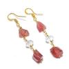Strawberry Quartz, Topaz Gemstone 925 Sterling Silver Jewelry Earring 2.25" GK-5252