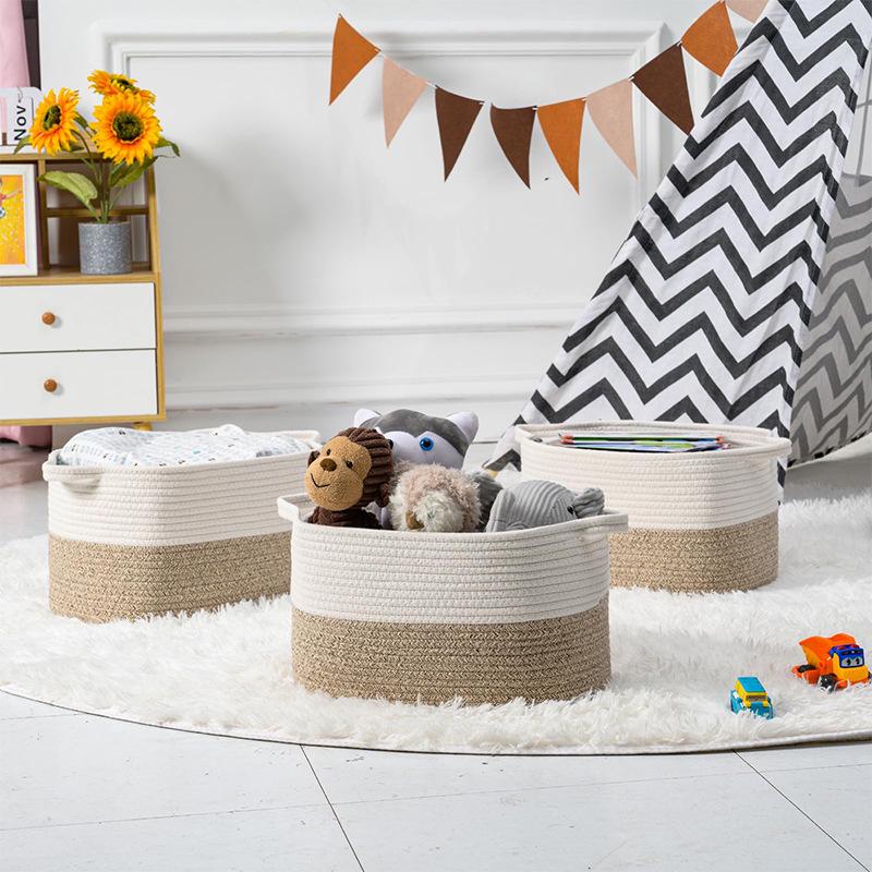 Cotton Rope Woven Storage Basket - Large Capacity for Laundry & Toys