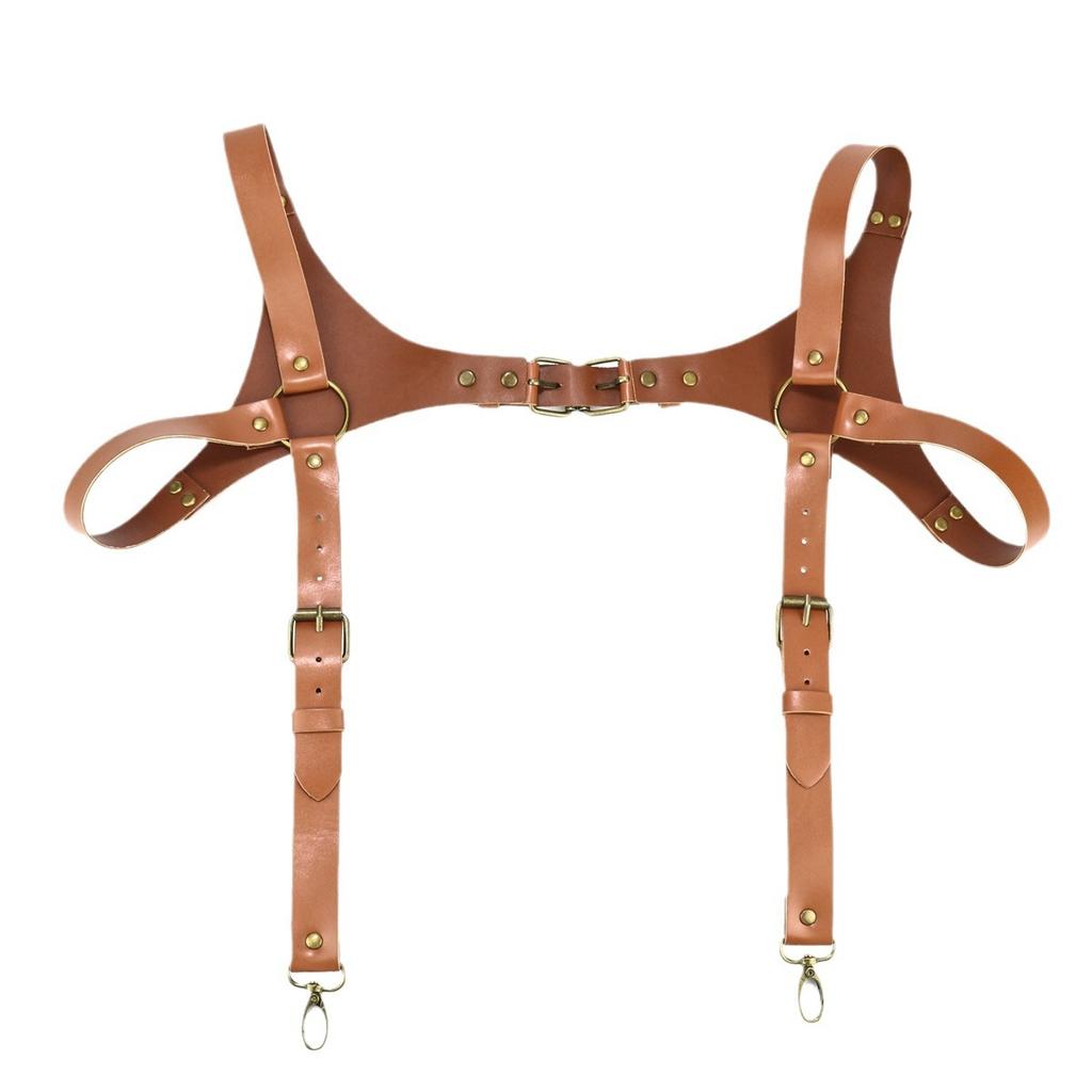 Men'S Leather Bondage Strap Decorative Belt Chest Strap British Casual Suspender Strap Shoulder Strap