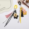 Yogodlns 1Pcs Fashion Faux Leather Flower Tassel Braided Rope Bag Charms Pendant For Women Handbag