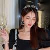 Headdress Letter HAPPY NEW YEAR Headband Rhinestone Crown Korean Style Hair Hoop Female Jewelry