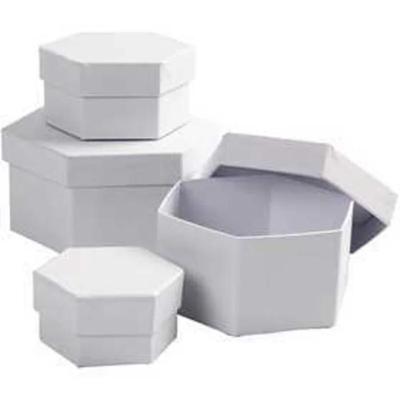 White Hexagonal Cardboard Boxes - Set of 4 - Ref 264070