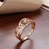 Rose Gold Color Wedding Ring For Women Ethnic Hollow Flower Natural Zircon Accessories Trend Daily Vintage Jewelry